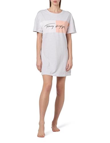 Tommy Jeans Damen Nachthemd Oversize Nightdress Baumwolle mit Stretch, Grau (Ice Grey Heather), L von Tommy Jeans