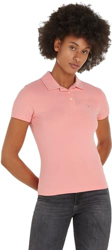 Tommy Jeans Damen Poloshirt Kurzarm Tjw Slim Essential Polo Ss Slim Fit, Rosa (Tickled Pink), S von Tommy Jeans