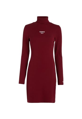 Tommy Jeans Damen TJW Turtleneck ESS Logo Dress DW0DW16481 Bodycon Kleider, Rot, S von Tommy Jeans