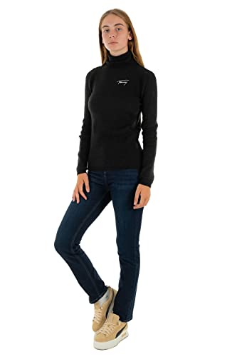 Tommy Jeans Damen TJW Signature Rib Turtleneck DW0DW14255 Pullover, Schwarz, XL von Tommy Hilfiger