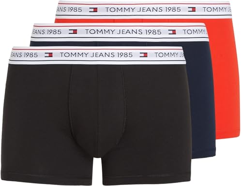 Tommy Jeans Herren Boxershorts Trunks Unterwäsche, Mehrfarbig (Blk/Hot Heat/Drk Ngh Nvy), M von Tommy Jeans