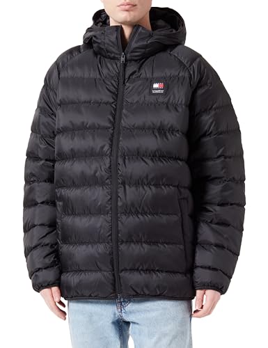 Tommy Jeans Herren Daunenjacke Hooded Light Down Jacket Winter, Schwarz (Black), L von Tommy Hilfiger