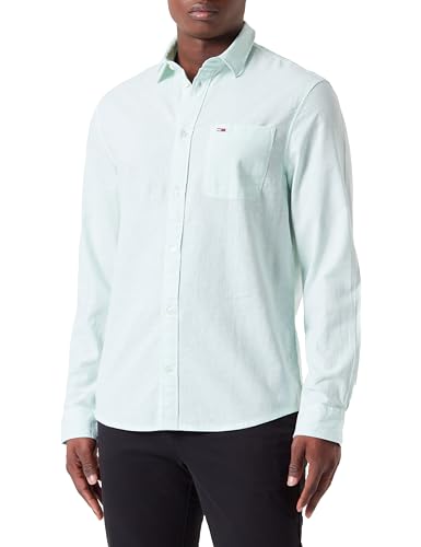 Tommy Jeans Herren Hemd Tjm Reg Linen Blend Shirt Freizeithemd, Grün (Opal Green), XXXL von Tommy Jeans