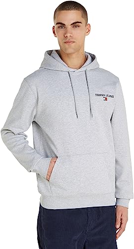 Tommy Jeans Herren Hoodie Regular Entry Graphic mit Kapuze, Silber (Silver Grey Htr), XXS von Tommy Jeans