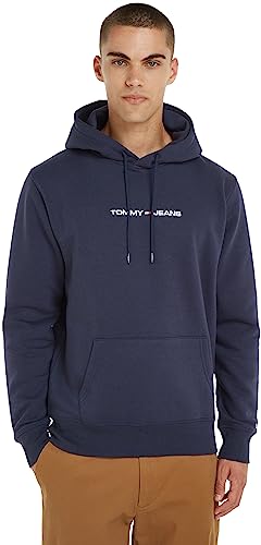 Tommy Jeans Herren Hoodie Regular Linear mit Kapuze, Blau (Twilight Navy), XS von Tommy Jeans