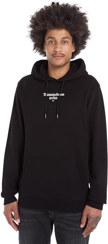 Tommy Jeans Herren Hoodie mit Kapuze, Schwarz (Black), XL von Tommy Jeans