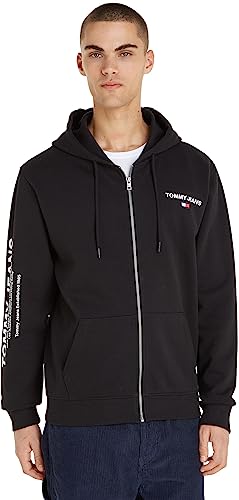 Tommy Jeans Herren Sweatshirt Regular Entry Zip-Thru mit Reißverschluss, Schwarz (Black), L von Tommy Jeans