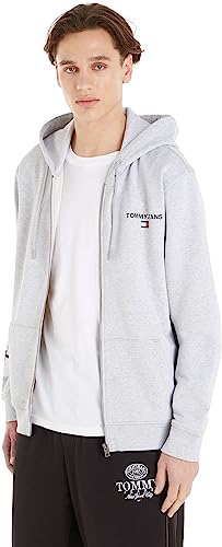 Tommy Jeans Herren Sweatshirt Regular Entry Zip-Thru mit Reißverschluss, Silber (Silver Grey Htr), M von Tommy Jeans