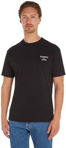 Tommy Jeans Herren T-Shirt Kurzarm Rundhalsausschnitt, Schwarz (Black), XL von Tommy Jeans