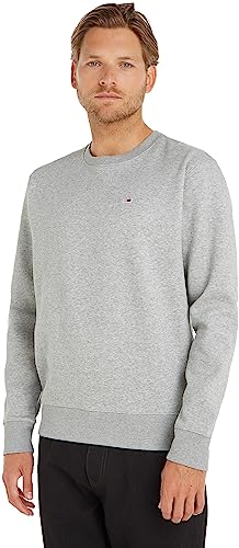 Tommy Jeans Herren Sweatshirt TJM Regular ohne Kapuze, Grau (Light Grey Heather), M von Tommy Jeans