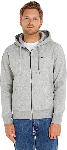 Tommy Jeans Herren Hoodie mit Reißverschluss TJM Regular Zipper, Grau (Light Grey Heather), M von Tommy Jeans