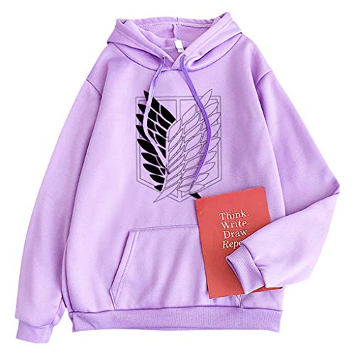 Tomwell Hoodie Herren Damen AOT Scouting Legion Aufklärungstrupp Anime Pullover 3D Pulli Männer A.N.T Ackermann Sweatshirt Langarm Shirt Casual Top B Violett L von Tomwell