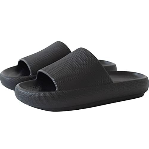 Tomwell Badelatschen Damen Badeschuhe Badeschlappen Herren Hausschuhe Schlappen rutschfeste Wolkenschuhe Unisex Dusch Sommer Slides Flach Pantoletten Slippers B Schwarz 34/35 EU von Tomwell