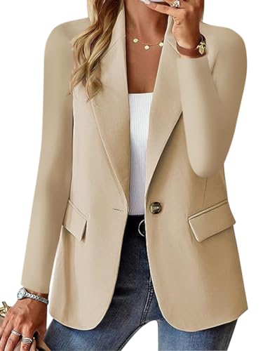 Tomwell Damen Blazer Business Anzug Elegant Anzugjacke Festlich Mantel Einfarbig Slim Fit Revers Geschäft Jacke Mode Cardigan Anzug Trenchcoat B Aprikose L von Tomwell