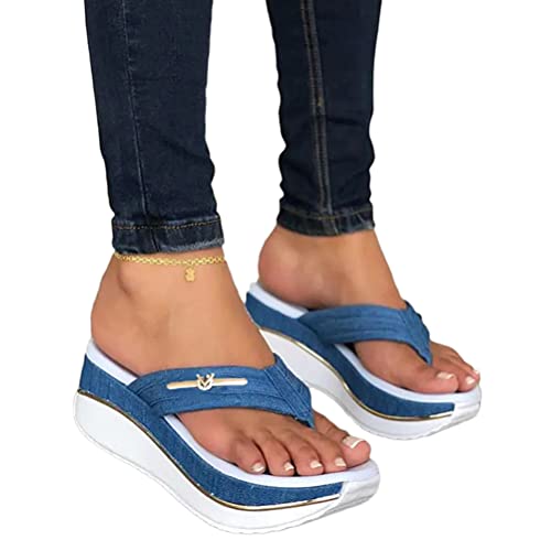 Tomwell Damen Flip Flops Flache Sandalen Zehentrenner Sandals Flip Toe-Thong Sommerschuhe High Heel Plattform Pantoletten Strandschuhe von Tomwell