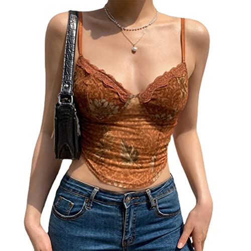 Tomwell Damen Sexy Crop Tank Tops Racerback BH Unterhemden ohne Bügel Basic Camisole Top Tank Top Sommer Sport Yoga Unterwäsche B Braun M von Tomwell