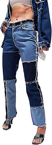 Tomwell Damen Stretch Denim Flare Jeans Schlaghosen Ausspülen Wash Out Jeans Flare Daybreak Jeans Boyfriend Jeans Bootcut Jeans A Blau 2XL von Tomwell