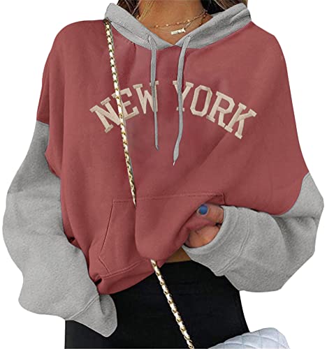 Tomwell Damen Sweatshirt Buchstaben Druck Langarm Rundhals Pullover Bauchfrei Warm Pulli Oversized Casual Bequem Teenager Mädchen Hoodie Sportbekleidung Mit Taschen B Braun M von Tomwell