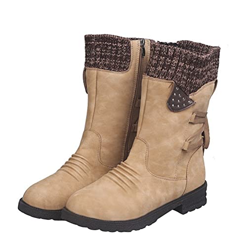 Tomwell Damen Winterstiefel Wasserdicht Warm Gefütterte Outdoor Schneestiefel Winterschuhe Winter Stiefel Ankle Combat Boots Schnürstiefel Wanderschuhe Trekking Boots A Khaki 43 EU von Tomwell