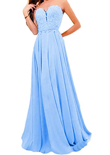 Tomwell Elegant Hochzeitskleid Damen Lang Hochzeitskleider Spitze Brautmode Rückenfrei Vintage Spitze A Linie Brautkleid Abendkleider A Blau S von Tomwell