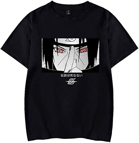 Tomwell Herren Anime 3D Aufdruck T-Shirt von Uchiha Itachi Shirt Mode Lässig Kurzarm Frauen Männer Mädchen Jungen Sommer Tops Unisex A Schwarz S von Tomwell