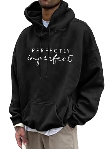 Tomwell Herren Kapuzenpullover Vintage Hoodie Druck Langarm Pullover für Männer Lässiges Oversized Sweatshirt Warm Pulli Sweatjacke mit Kapuze und Tasche Sports Hoodie B1 Schwarz M von Tomwell