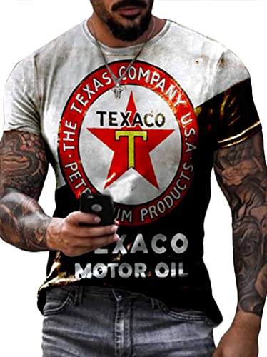 Tomwell Herren Racing Team Kurzarm T-Shirt Retro T-Shirt Printed Biker Motorrad Regular Slim Fit Stil U XXL von Tomwell