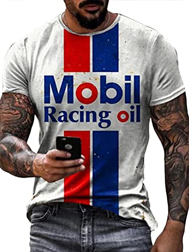 Tomwell Herren Racing Team T-Shirt Kurzarm Retro Printed Biker Motorrad Regular Slim Fit Casual Stil M L von Tomwell