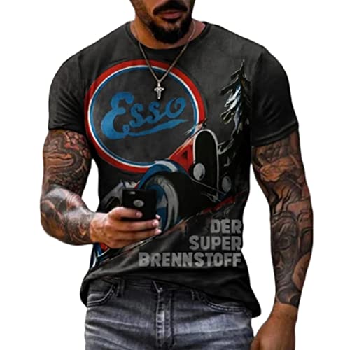 Tomwell Herren Racing Team T-Shirt Kurzarm Retro Printed Biker Motorrad Regular Slim Fit Stil K 5XL von Tomwell