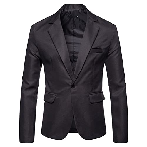 Tomwell Herren Sakko Einfarbig Blazer Slim Fit Männer Blazer Modern Freizeit Leichte Jacket Anzugjacke mit Knöpfen Sakko für Business Frühling und Herbst A Dunkelgrau L von Tomwell