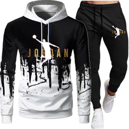 Tomwell Herren Trainingsanzug Lambo Drucken Jogginganzug Sportanzug Jogginghose Sporthose und Trainingsjacke Kapuzenpullover Sweatshirt Gym Sportbekleidung Weiß D 02 3XL von Tomwell