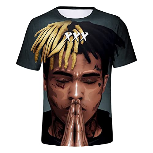 Tomwell Herren und Damen Hip Hop T-Shirt Lil Peep und Xxxtentacion Fan Shirt 3D Drucken Kurzarm Oberteile Bekleidung Sommer lockere Kleidung atmungsaktiv Tops Stil 26 XS von Tomwell