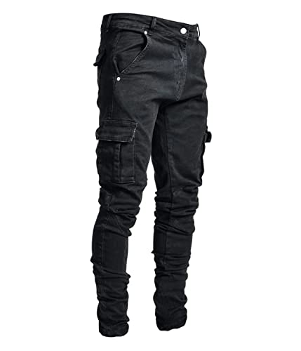 Tomwell Jeans Herren Slim Fit Jeanshose Stretch Denim Jeans Hose Männer Jeanshose Destroyed Hosen Tapered Fit Cargohose Herren Cargo Hose Regular Fit Jeans A Schwarz S von Tomwell