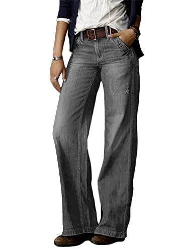 Tomwell Jeanshose Damen Elegant Stretch Skinny Schlaghose Flared Hose Casual Hohe Taille Jeans Mode Hose Weites Bein Retro Stil Destroyed Denim Pants A Grau M Tomwell Jeanshose Damen Elegant Stretch Skinny Schlaghose Flared Hose Casual Hohe Taille Jeans Mode Hose Weites Bein Retro Stil Destroyed Denim Pants A Grau M von Tomwell