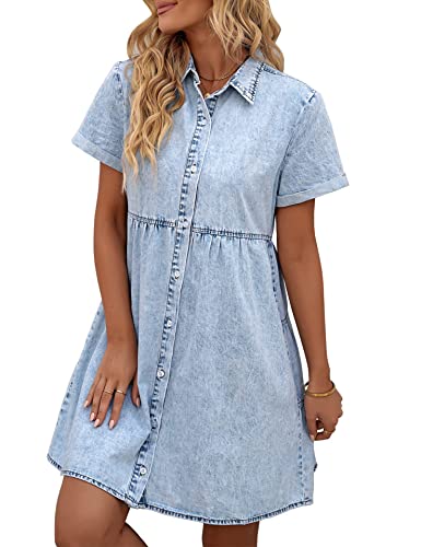 Tomwell Jeanskleider Damen Sommer Bandeau Denim Bodycon Minikleid Schlank Ärmellos V Ausschnitt Spaghetti Träger Kleider Rückenfreies Partykleid Cocktailkleid Z Hellblau XL von Tomwell