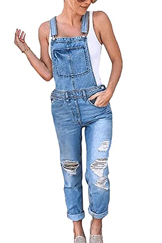 Tomwell Jeanslatzhose Damen Latzhose Jeans Hose Vintage Loose fit Jumpsuit Overall Blumen Denim Playsuit Romper C Blau 36 von Tomwell