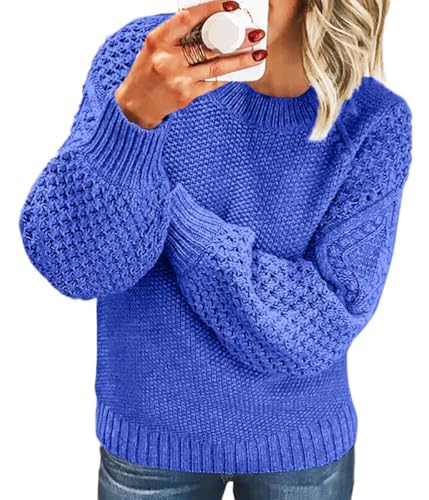 Tomwell Pullover Damen Strickpullover Elegant Feder Hohlpullover Casual V-Ausschnitt Langarm Jumper Lose Pulli Einfarbig Sweater Oberteile Tops Herbst Winter B Dunkelblau M von Tomwell