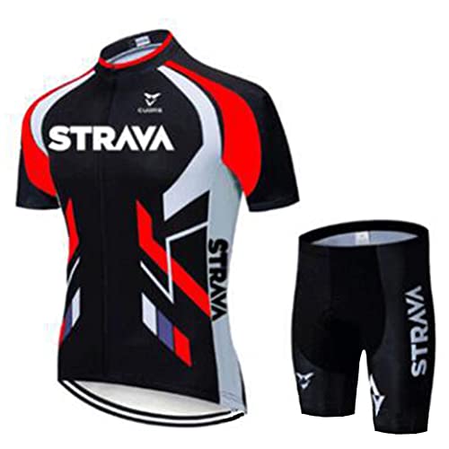 Tomwell Radtrikot Set,Fahrradtrikot Herren,Fahrradtrikot Kurzarm + Radhose,Fahrradbekleidung Set Herren Radtrikot Set Riemenshorts K Rot XL von Tomwell