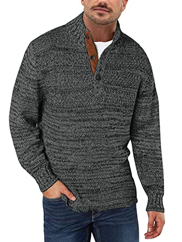 Pullover Herren Strickpullover Basic Sweatshirt für Männer Klassischer Stehkragen Gestricktes Thermopullover Men Oberteile Top Dunkelgrau M von Tongmingyun