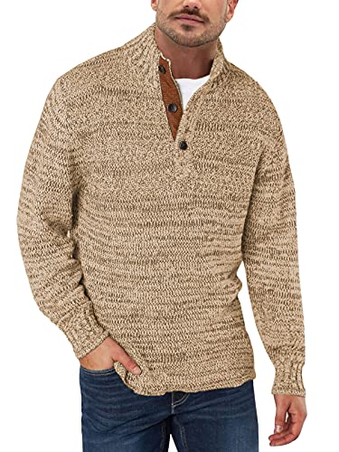 Tongmingyun Pullover Herren Strickpullover Basic Sweatshirt für Männer Klassischer Stehkragen Gestricktes Thermopullover Men Oberteile Top Khaki M von Tongmingyun