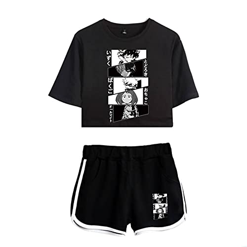 Damen-Trainingsanzug My Hero Academia kurzärmeliges T-Shirt Shorts Sportbekleidung Sommer Casual Crop Tops und Shorts Anime Loungewear Sets Schlafanzug Yoga Kleidung, Typ 6, XXL von Tongyundacheng