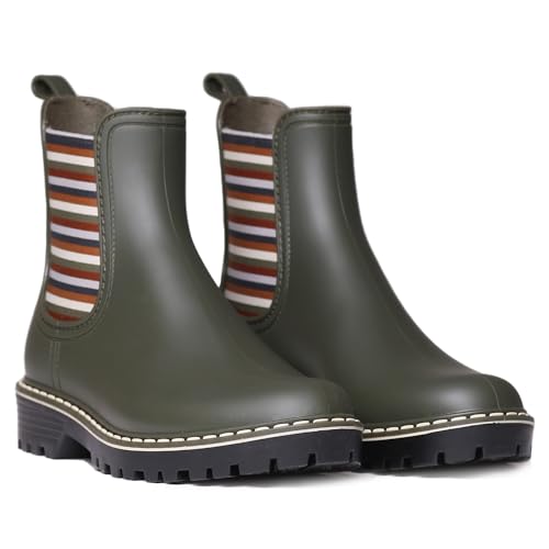 TONI PONS Gummistiefel für Damen, wasserdicht, rutschfeste Sohle, ideal für Regen, Chelsea-Stiefeletten, kaki, 41 EU von Toni Pons