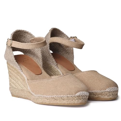 TONI PONS Piper-GY Espadrilles mit Keilabsatz für Damen aus Leinen und Baumwolle, Rostbraun, 39 EU von Toni Pons