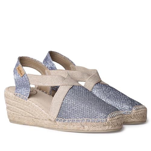 TONI PONS Triton Veganer Espadrilles mit Keilabsatz für Damen aus Baumwollstoff., Jeans, 38 EU von Toni Pons