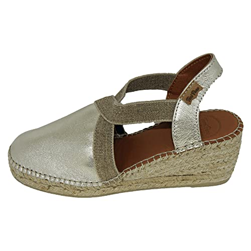 Toni Pons Damen Espadrille aus Leder - TOSSA - Platin, 37 EU von Toni Pons