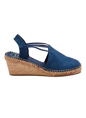 Toni Pons Damen Triton, schimmernder elastischer Riemen, Keilabsatz, Espadrille, Marineblau, 42 EU von Toni Pons