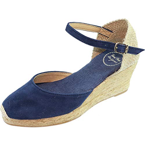 Toni Pons Lloret-5 Navy Suede Leather Womens Wedge Espadrille Shoes 37 von Toni Pons