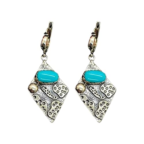 Antik Silber Ohrringe Damen Ohrringe Vintage Ohrringe für Männer böhmische geometrische Tropfenform Ohrhaken Schmuck Neuheit Geburtstag Punk Gothic Style Long Dangler Ginko Ohrringe (Blue, One Size) von Tonsee Accessoire