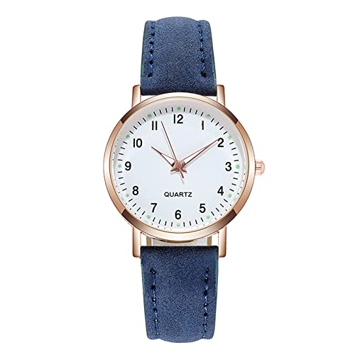 Damen Analog Quarz Uhr Armbanduhren Damen-Leuchtuhr mit Gürtelwaage, gepunktete kleine Uhr, Sternuhr, mattierter Punkt, mit römischer Armbanduhr Breit Herren Wasserdicht Sport (1-Blue, One Size) von Tonsee Accessoire