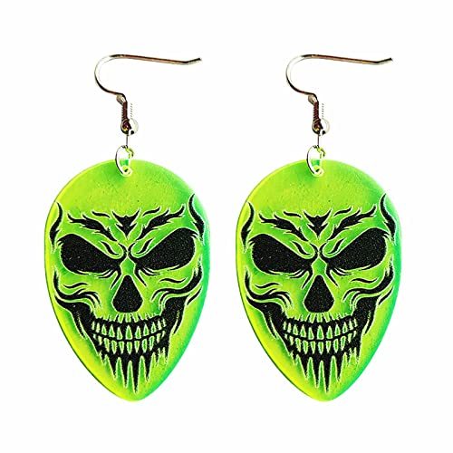 Damen-Edelstahl-Ohrringe Horror-Halloween-Ohrringe Alien UFO Hexenherd Fluoreszierende Acryl-Ohrringe Ohrringe Mädchen Silber 925 Creolen (A, One Size) von Tonsee Accessoire